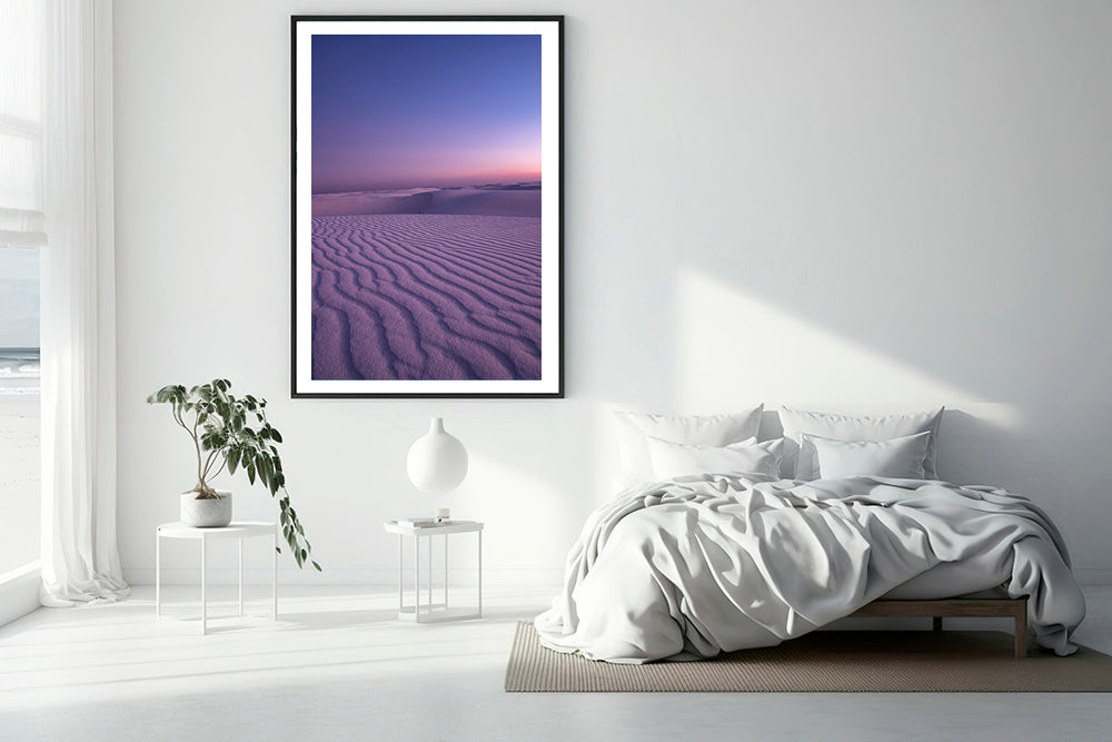 white sand purple sunset photography bedroom