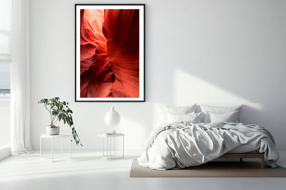 Antelope Canyon photography earthy red bedroom