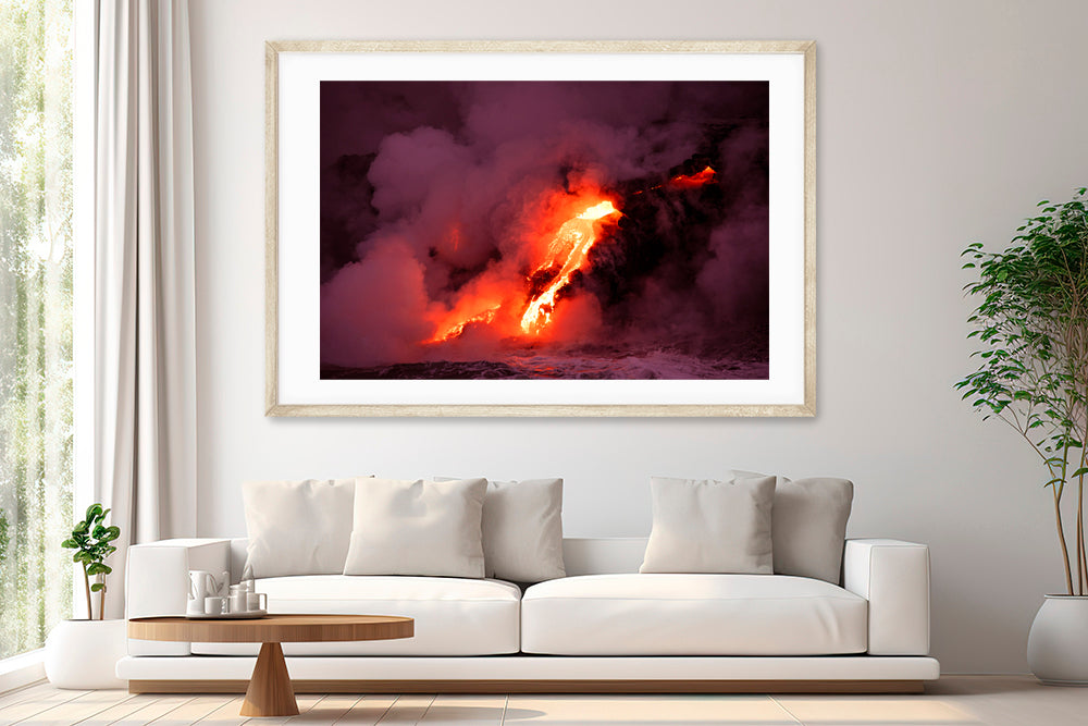 Powerful Hawaii lava photography living room
