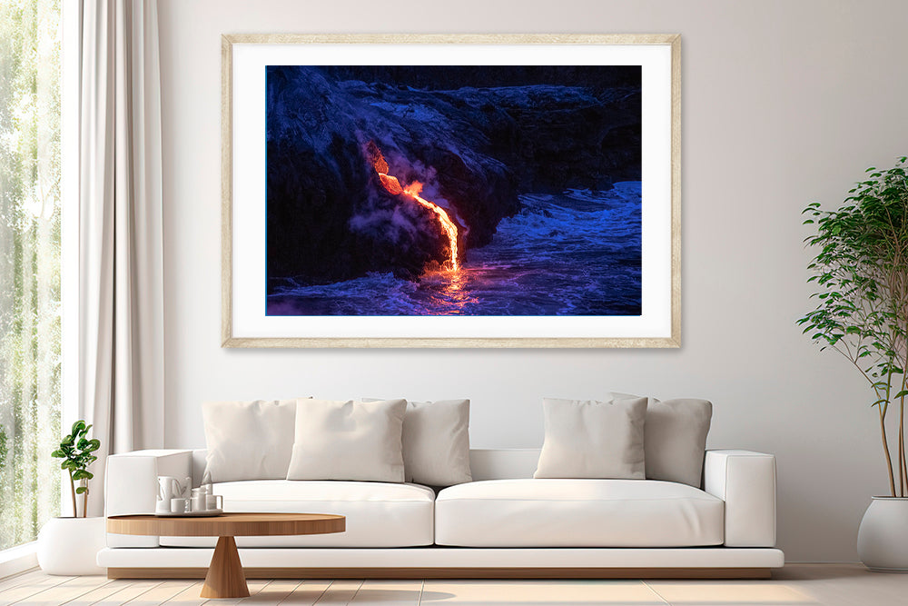 Hawaii active volcano photography living room