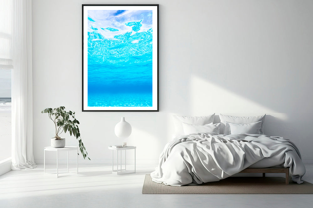 Blue water photography bedroom