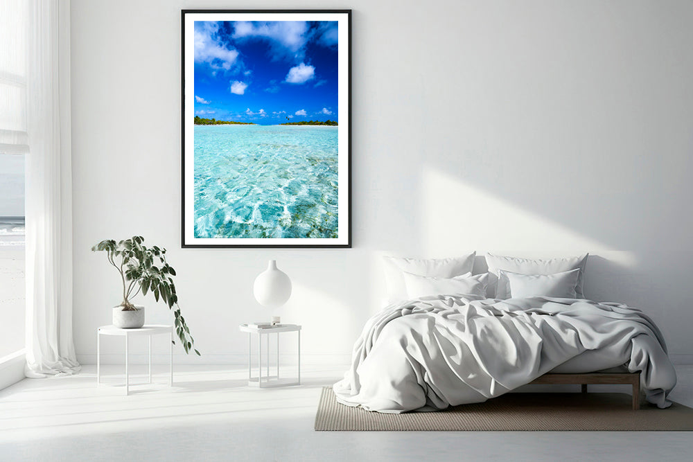 Sunlit ocean photography bedroom