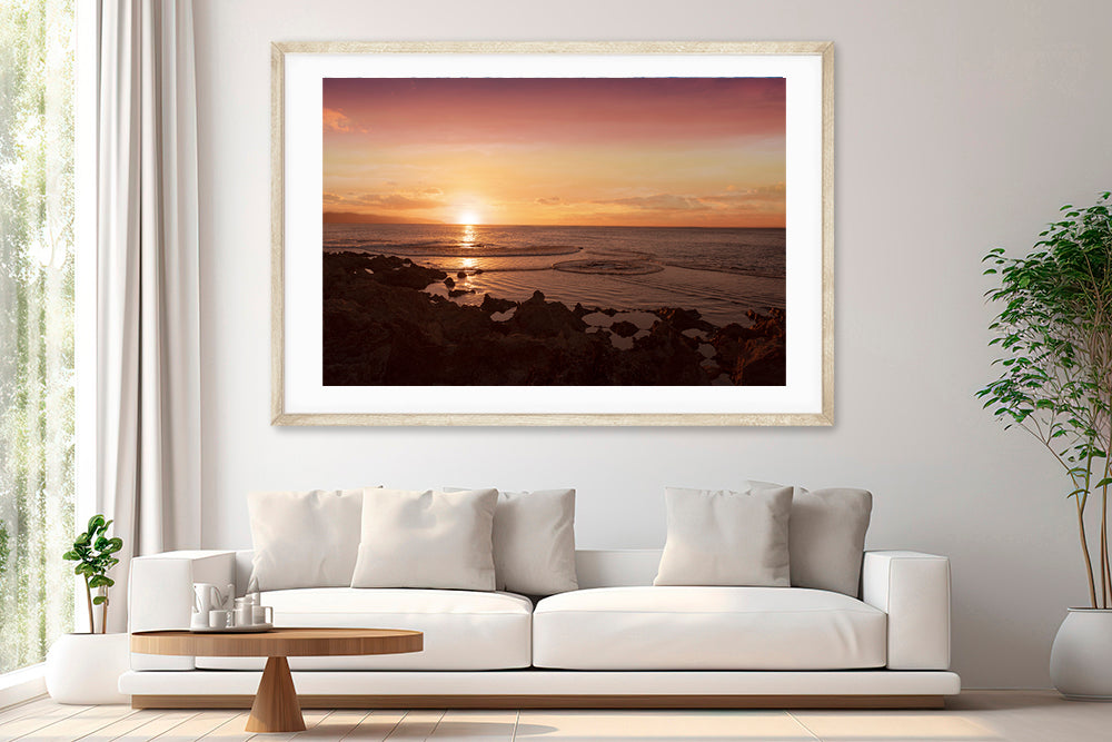 sharks cove sunset print living room