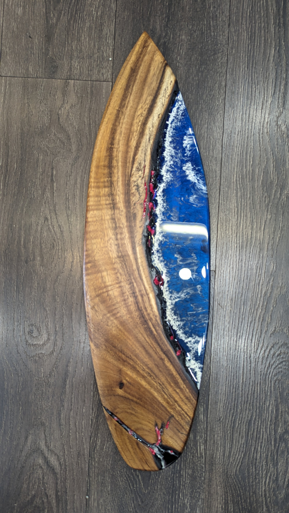 28 inch Monkeypod Wood Surfboard Art | Resin Wood Art For Sale